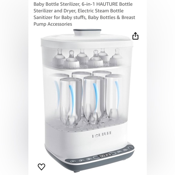 Baby Bottle Sterilizer, 6-in-1 HAUTURE Bottle Sterilizer and Dryer - Picture 1 of 7
